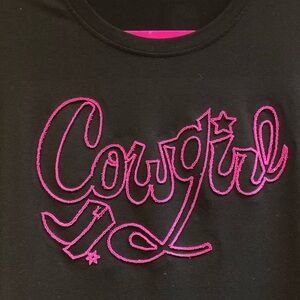 Cowgirl Graphic Tee - Black with Hot Pink Embroidery